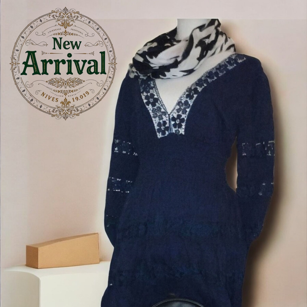 Elegant Navy Blue Lace Dress